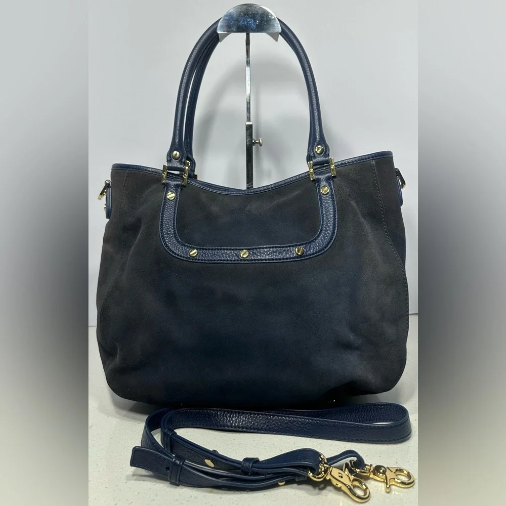 Tory Burch Suede Shoulder Bag with adjustable crossbody strap
